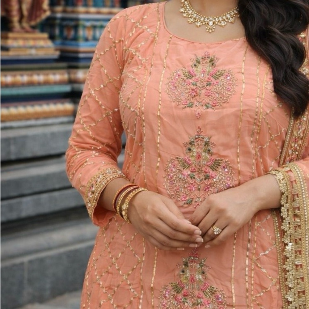 YNS Generic Peach Floral Long Sleeve Dress